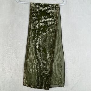 Rectangular Scarf Velvet Burnout Green 9.5" x 56" Boho